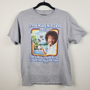 Bob Ross Gray Make Mistakes Birds Short Sleeve Tee 🐦